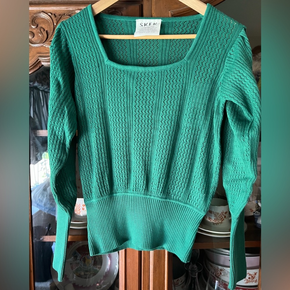 NWT SKFK Dudea Gots Organic Cotton Basil Green Sweater EU 40 | US 6 - Picture 8 of 11